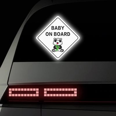 Dreothy Reflective Panda Stickers, Baby Safety Warning Decal, Waterproof, 2-Pack, White