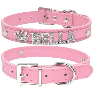 Personalized Pink Dog Collar for Small Dogs, Size L