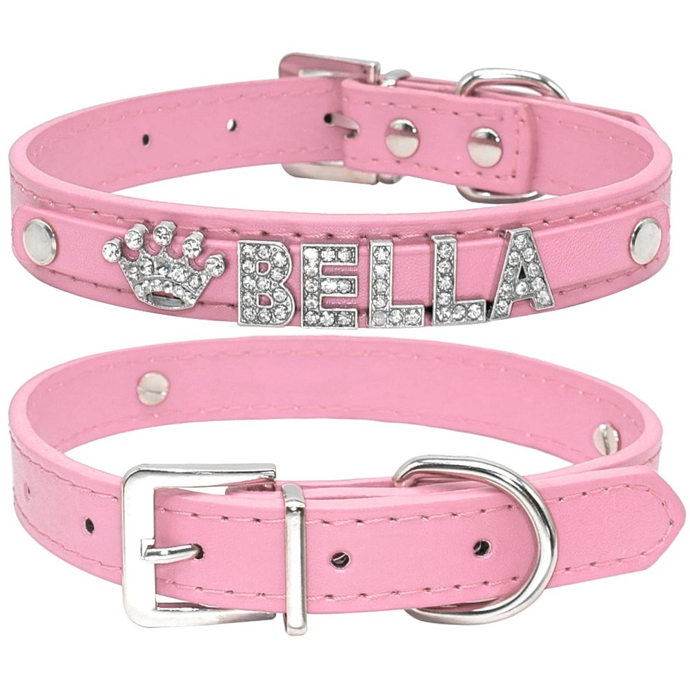 Personalized Pink Dog Collar for Small Dogs, Size L
