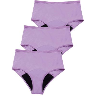 MYLILY Period Underwear | Organic Cotton | Leakproof, Washable | Suitable for Incontinence, Pregnancy & Postpartum (3x High Waist, Lilac, XS)