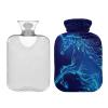 Blue Glowing Horse Unicorn Hot Water Bottle with Cover, 2 L view 2