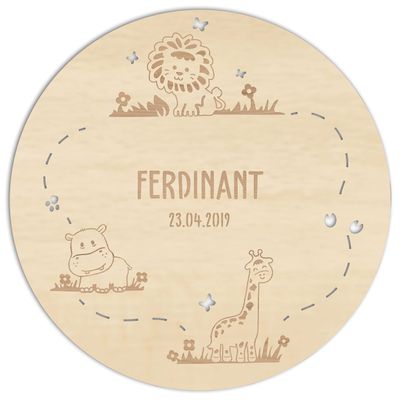 LAUBLUST Personalized Name Plaque – Jungle Series – Natural Wood