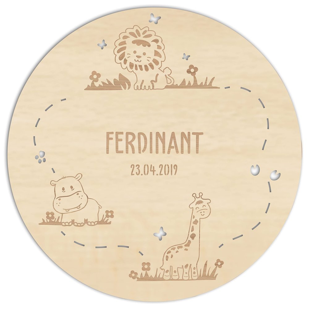 LAUBLUST Personalized Name Plaque – Jungle Series – Natural Wood