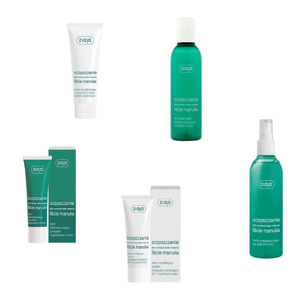 Ziaja Manuka Facial Care Set: Day Cream, Night Cream, Eye Cream, Facial Cleansing Gel, Hand Cream, Body Butter, Body Lotion and Body Balm