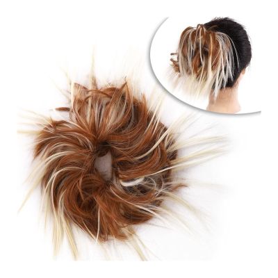 Messy Bun Hairpiece with Elastic Band, Synthetic Wavy Updo Extension