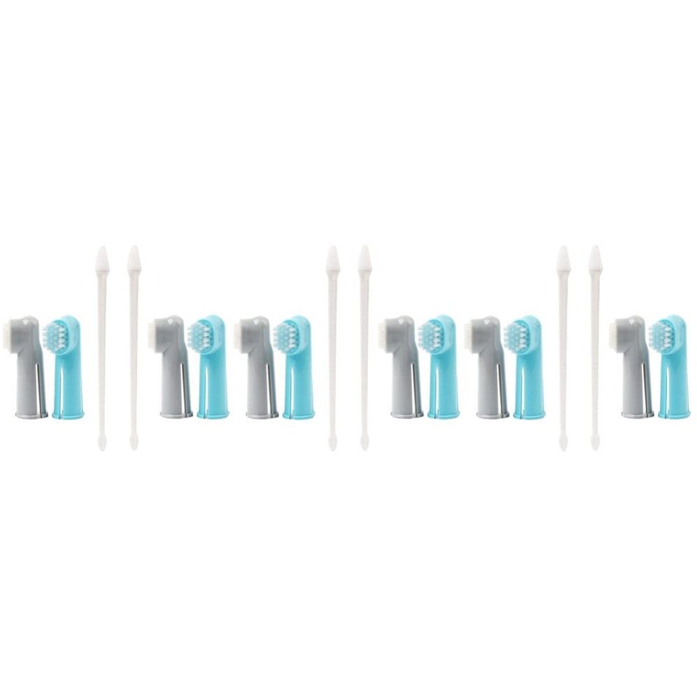 Mipcase 6-Piece Pet Dental Care Set with Dual-Head and Finger Toothbrushes for Dogs and Cats