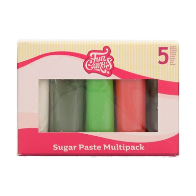 FunCakes Sugar Paste Fondant Multipack, Christmas, 5 x 100 g