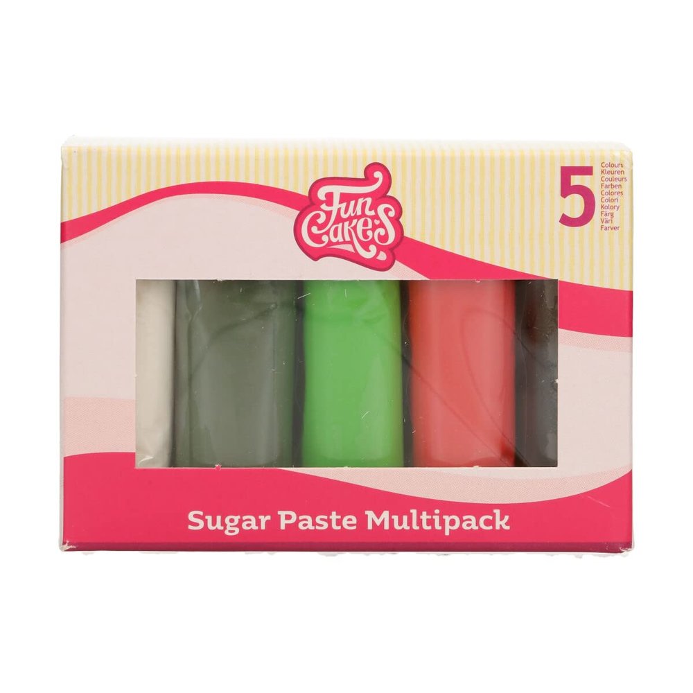 FunCakes Sugar Paste Fondant Multipack, Christmas, 5 x 100 g
