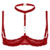 TTAO Women's Open-Bust Lace Underwire Bra, Red, S view 3