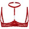 TTAO Women's Open-Bust Lace Underwire Bra, Red, S view 4