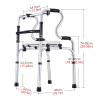 FLBT Lightweight Aluminum Walker with Plastic Seat, Foldable Standard Walker for Seniors with Two-Level Armrests, Toilet Safety Rail and Standing Aid (Without Wheels) view 2