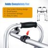FLBT Lightweight Aluminum Walker with Plastic Seat, Foldable Standard Walker for Seniors with Two-Level Armrests, Toilet Safety Rail and Standing Aid (Without Wheels) view 3