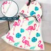 Hearda Oversized Wearable Blanket with Sleeves, Tropical Flamingo Print, Beige, 127 x 178 cm view 2