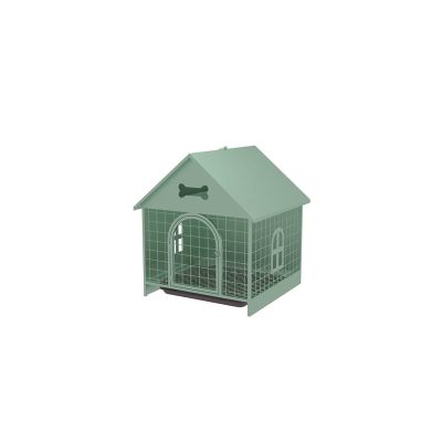 LUCBEI Wrought-Iron Dog Crate with Toilet, Green, Size 01