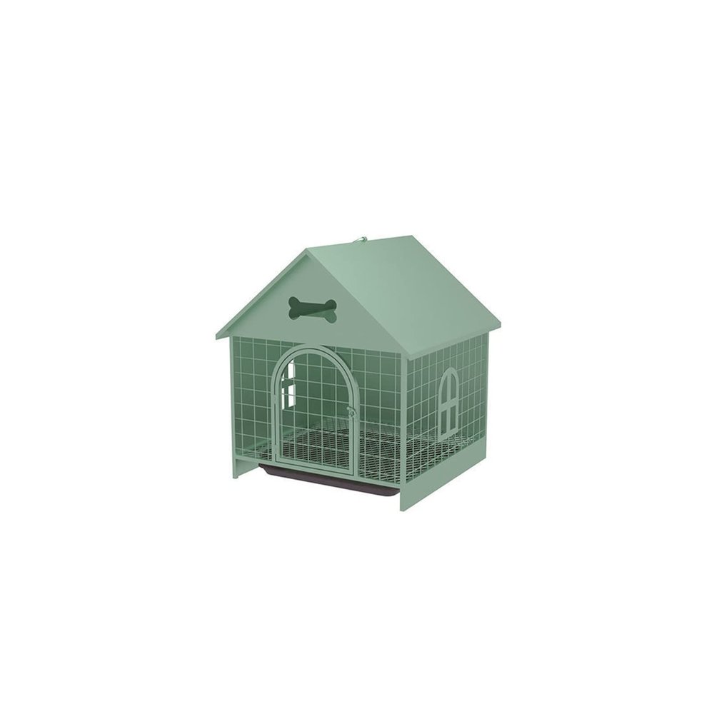 LUCBEI Wrought-Iron Dog Crate with Toilet, Green, Size 01