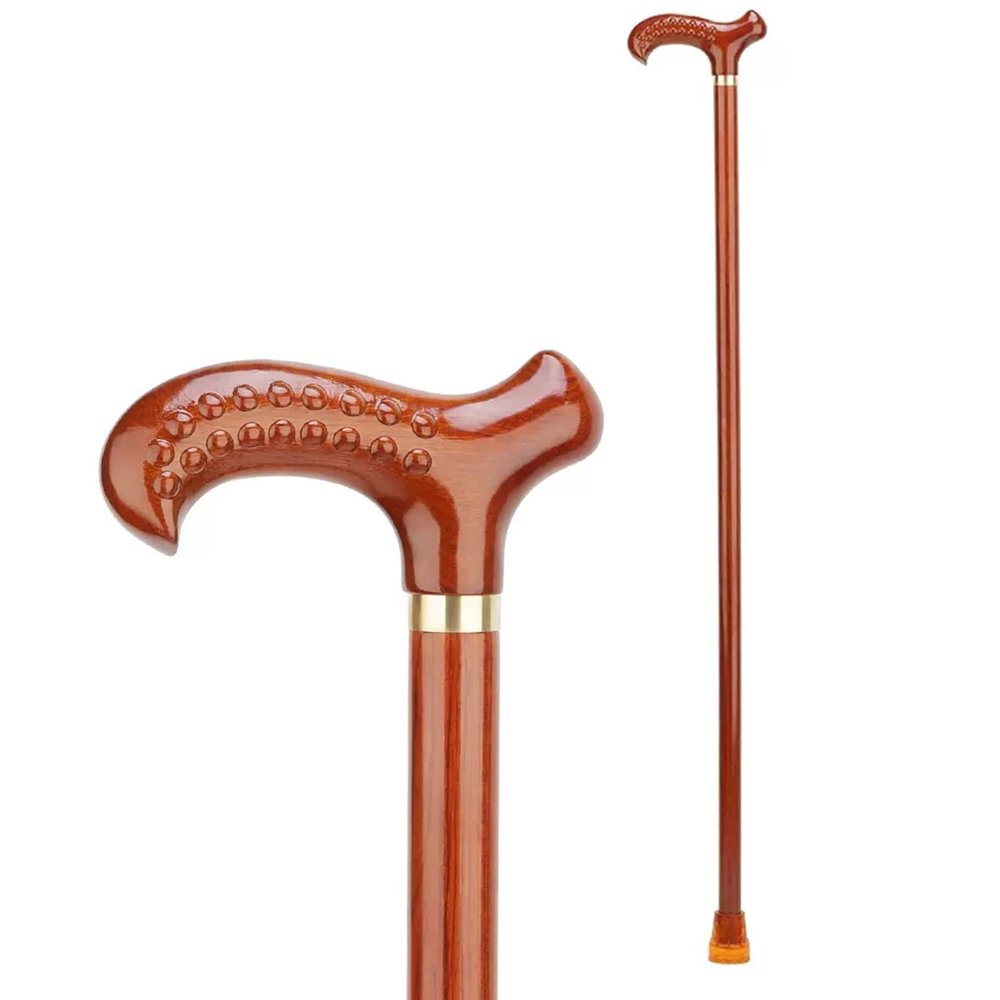 SEVEEZ Wooden Walking Cane with Massage Handle, Ergonomic, Classic, Lightweight Walking Aid for Men and Women