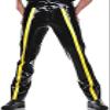 Latex Jeans with Buttons and Zippers, Purple and Yellow, XS view 1