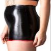 Latex Skirt, Short Rubber Bottoms, Trans Brown with Red, S view 2