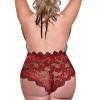 boseucn Women's Sexy Plus-Size Lingerie Set, Deep V-Neck Halter Lace Babydoll Nightgown view 3