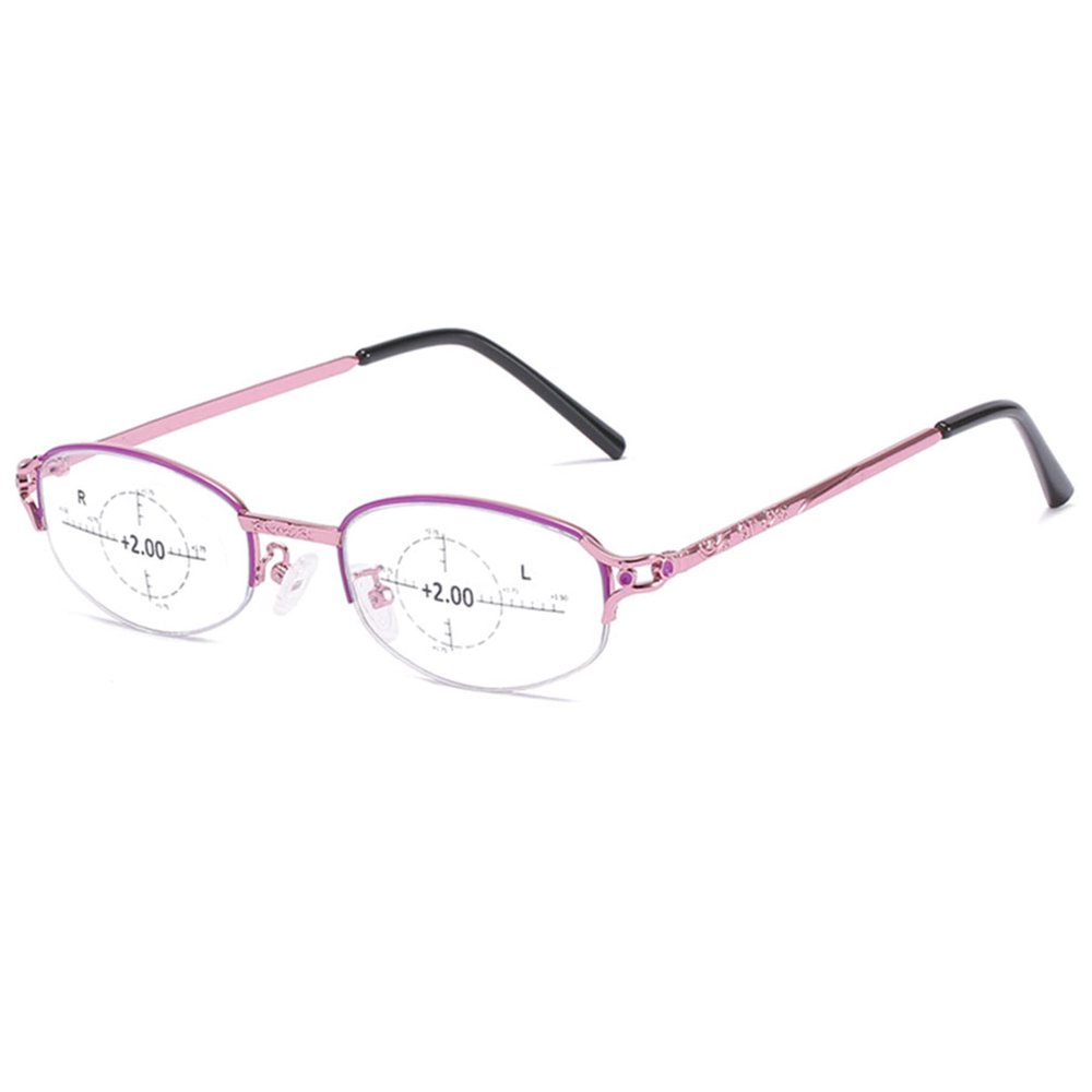 Lanomi Women's Progressive Multifocal Reading Glasses, Blue-Light Filter, Red, +1.0