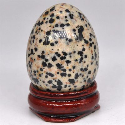 WGPHD Egg-Shaped Natural Crystal Massage Stone, Dalmatian Jasper