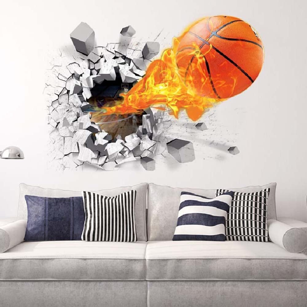 3D Basketball Wall Sticker for Kids' Rooms