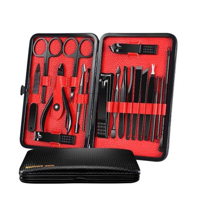 TONECY 18-Piece Stainless Steel Manicure and Pedicure Set with Scissors, Tweezers, Ear Pick, Nail Clippers and Facial Care Tools