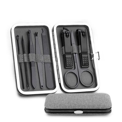 TONECY 8-Piece Stainless Steel Nail Clipper Set with Case, Gray