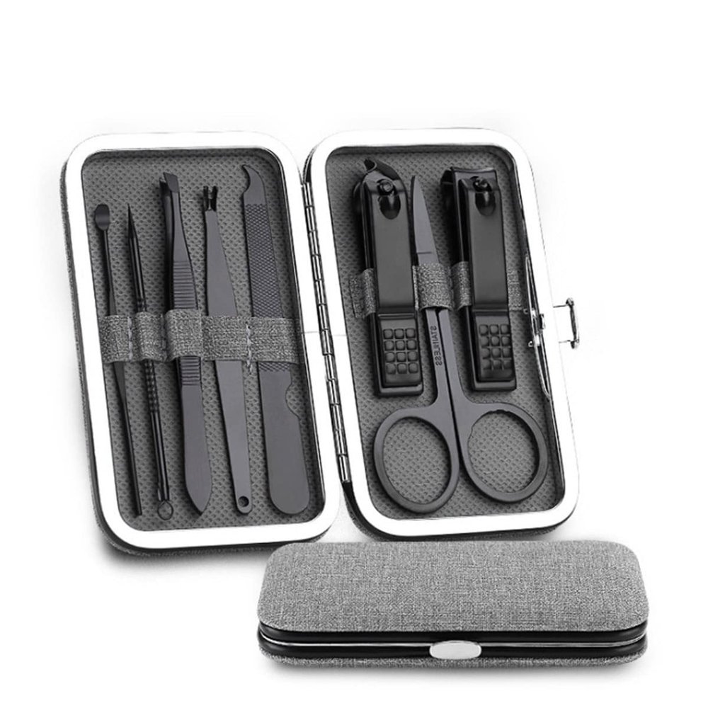 TONECY 8-Piece Stainless Steel Nail Clipper Set with Case, Gray