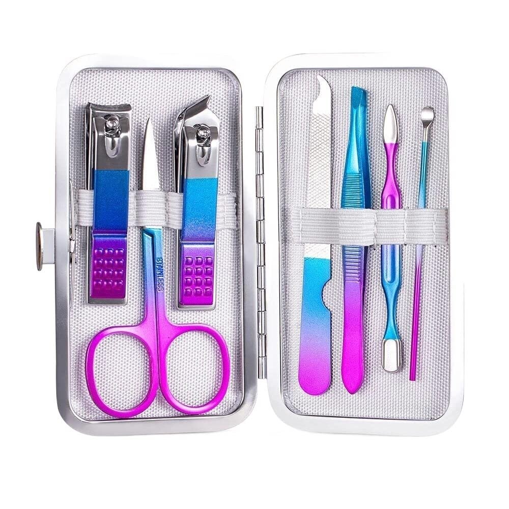 KANUZ 416-Piece Professional Manicure and Pedicure Set for Nail Tips, Cutters, Stainless Steel Nail Clippers and Eagle Hooks, Nail Art Tool Set (Color: 7 Pieces)