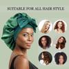 Satin Silk Hair Bonnet for Sleeping, Adjustable Tie, Black and Hunter Green view 4