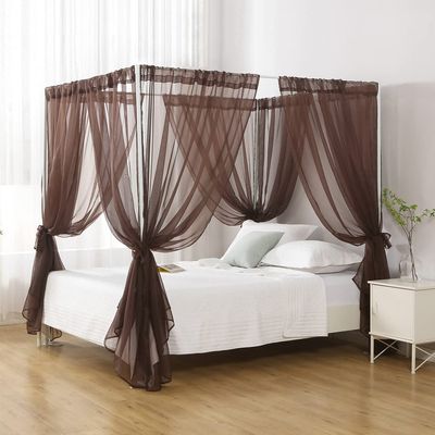 WANFASO Canopy for Queen-Size Bed, Chiffon Princess Canopy for Girls' Bed and Adults (Coffee)