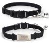 TONYFY Personalized Cat Collar with Engraved Name and Phone ID Tag, Adjustable Nylon Collar with D-Ring and Bell, Black view 1