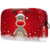 Reindeer Merry Christmas Makeup Bag, Portable Travel Cosmetic Pouch view 1