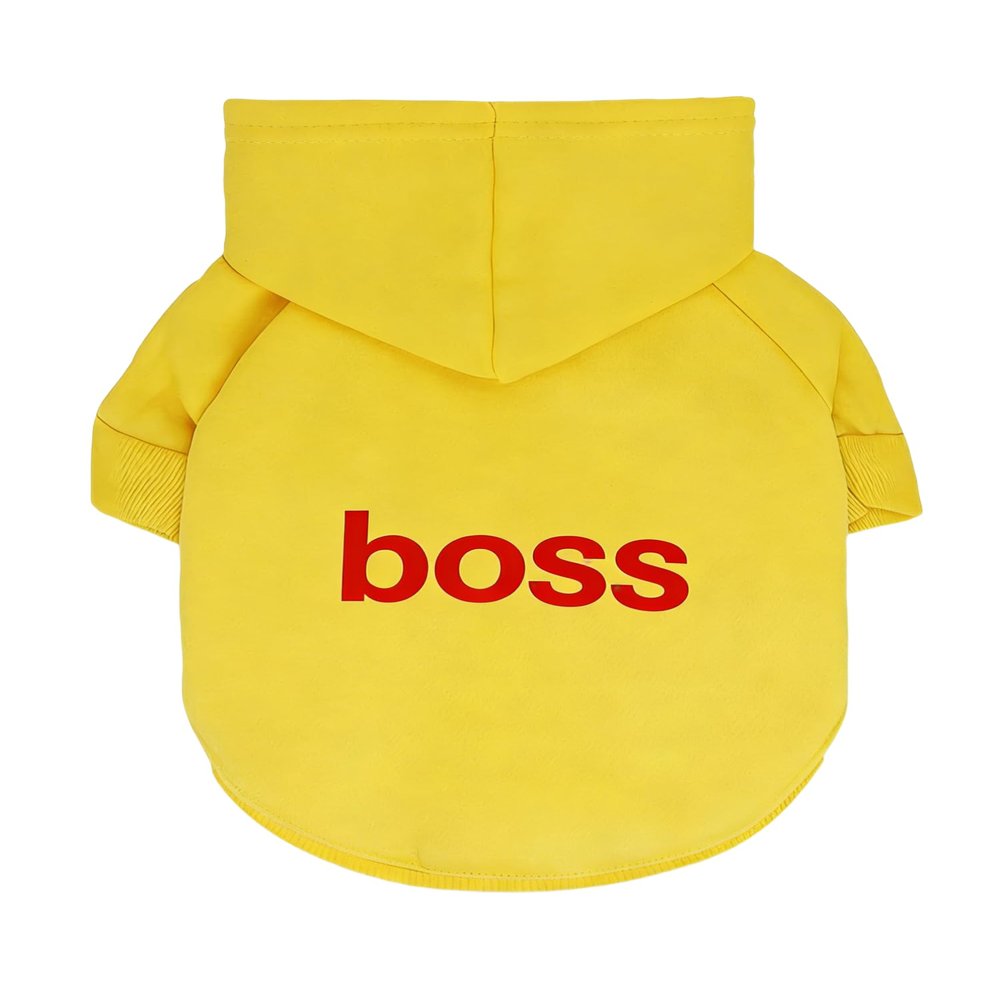 LtuzPet Dog Hoodie with Boss Print, Soft Fleece Pullover