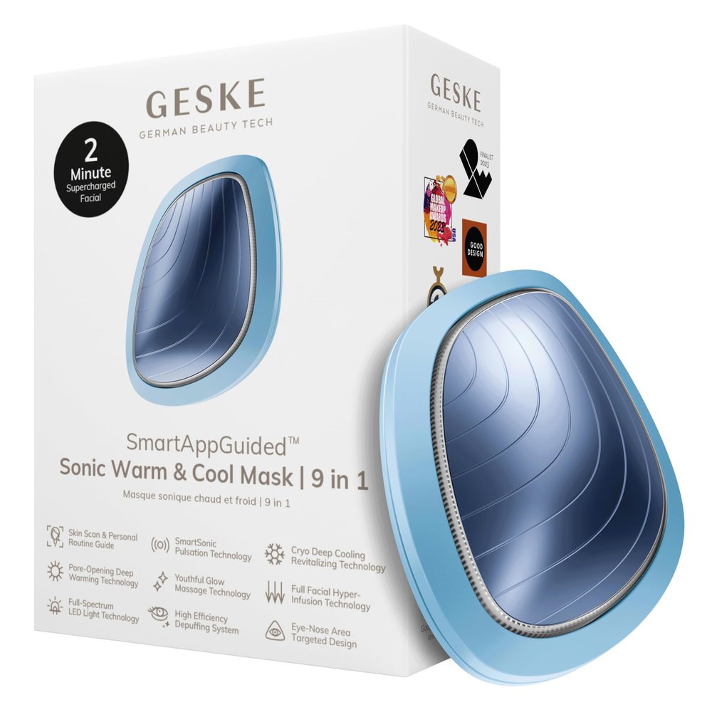 GESKE SmartAppGuided Sonic Warm & Cool Mask | 9-in-1 | Beauty LED Face Mask | Full-Spectrum LED & Red Light Therapy | Warming | Cooling | Enhanced Skincare Absorption | Facial Massager