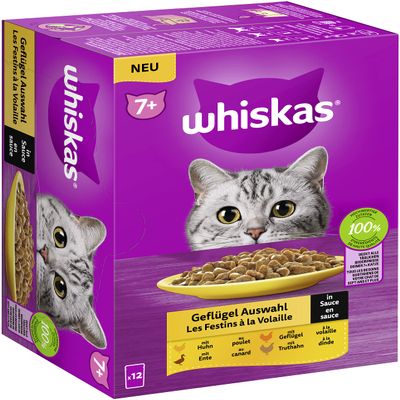 Whiskas 7+ Cat Food Poultry Selection in Sauce, 12x85g