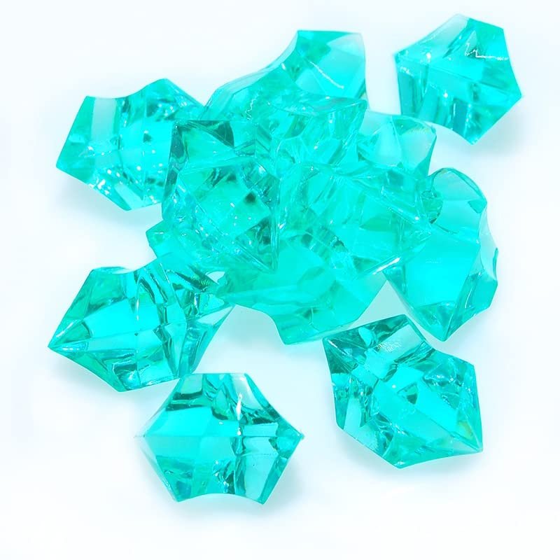 HXSCOO 20-Piece Acrylic Crystal Crushed Ice Rocks for Aquarium Décor, Aqua Green