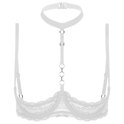 Kaerm Women's Lace Open-Bust Halter Bralette, XXL