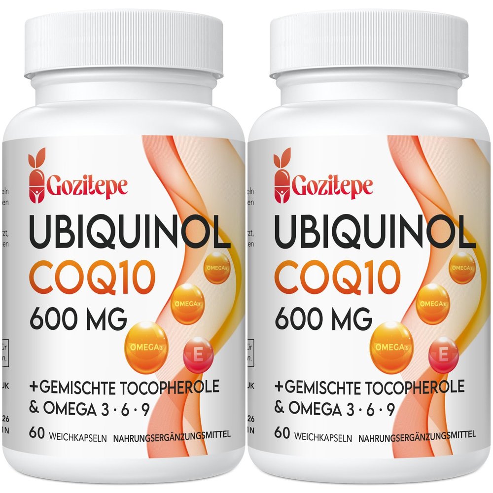 Ubiquinol CoQ10 600 mg Softgels with Omega 3, 6, 9 & Vitamin E, 60 Count (2-Pack)