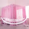 Bed Canopy with 4 Corner Poles, Mosquito Net for 5-Foot Bed, Pink-4, 1.5 m/5 ft view 2