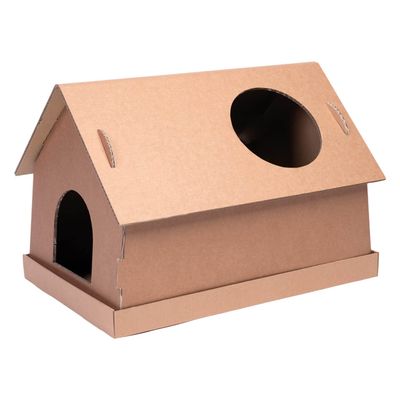 smiley pack Cat House 58 x 43 x 41 cm, Sturdy Corrugated Cardboard