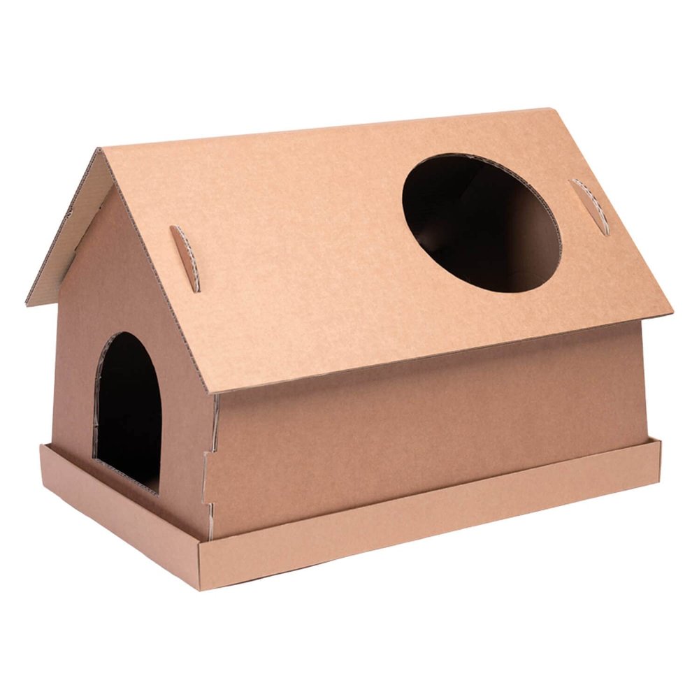 smiley pack Cat House 58 x 43 x 41 cm, Sturdy Corrugated Cardboard