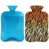 2 L Hot Water Bottle with Tiger-Leopard Pattern and Fleece Cover view 1