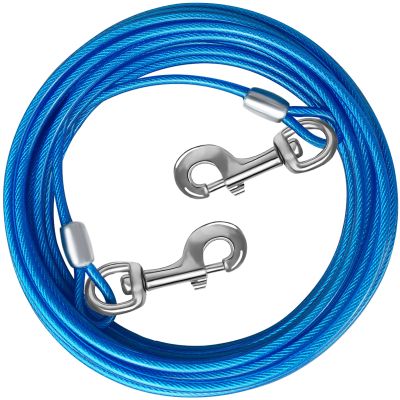 HaiYUAN Dog Tie-Out Cable, 3.5 m, 5.1 m, 6.1 m, 25.3 m, Blue Steel Cable with Durable Clips