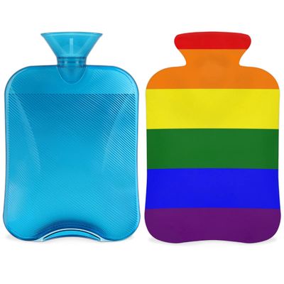 LGBT Pride Hot Water Bottle with Rainbow Flag, 2 L, Fleece Cover