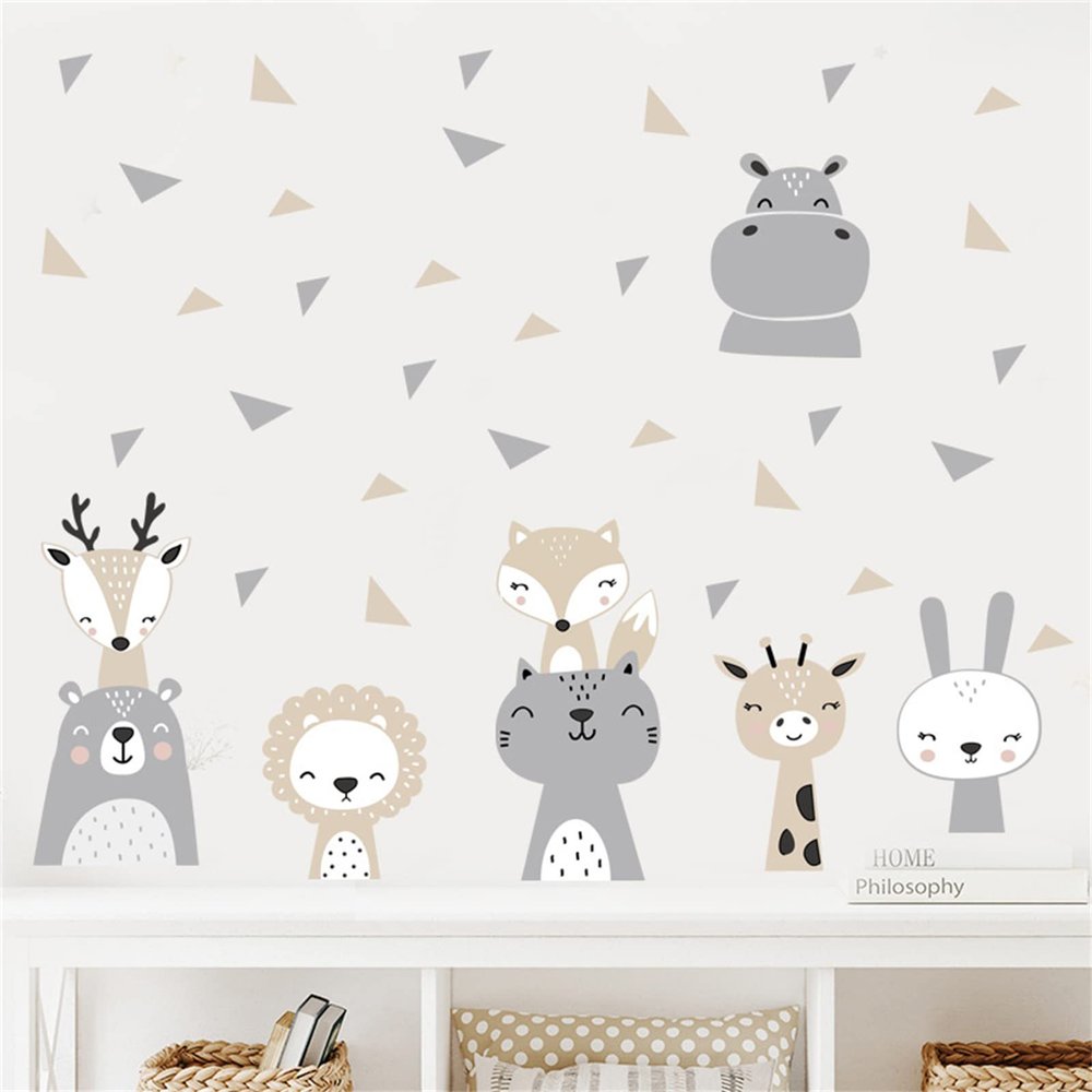 Sarah Duke Forest Animal Wall Stickers for Kids, Star Decals, DIY Nursery Decor