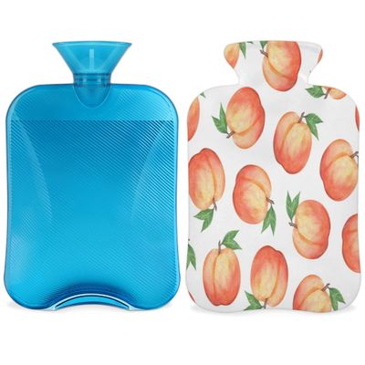 Hot Water Bottle with Soft Cover, 2 L, Peach-Pink Pattern