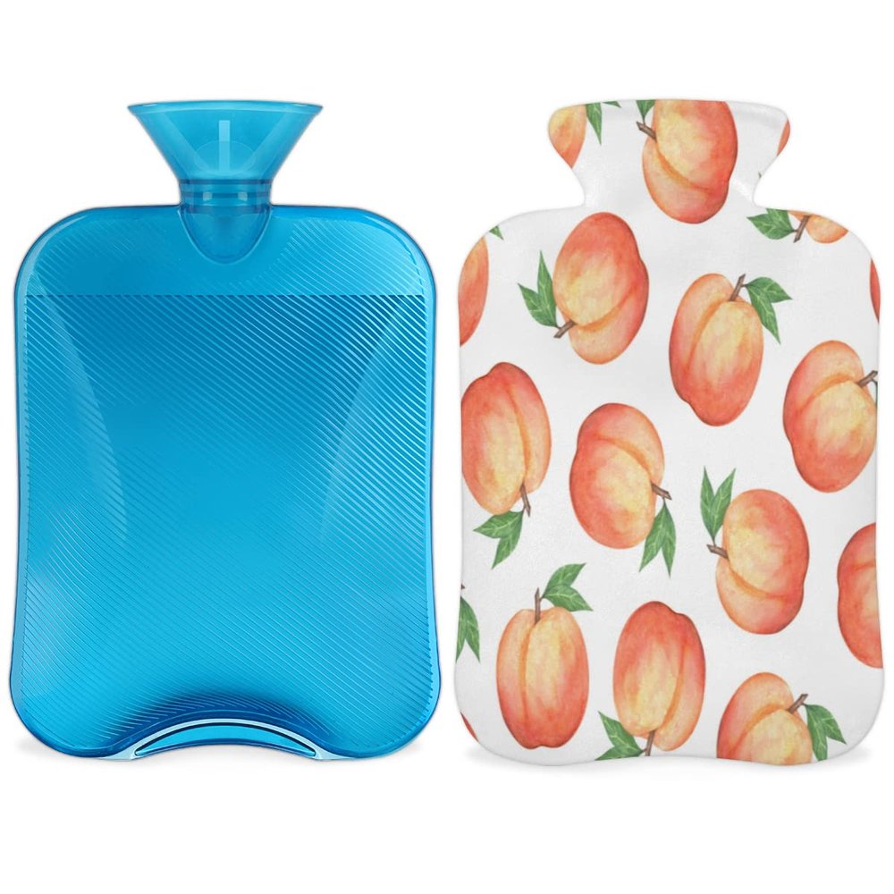 Hot Water Bottle with Soft Cover, 2 L, Peach-Pink Pattern