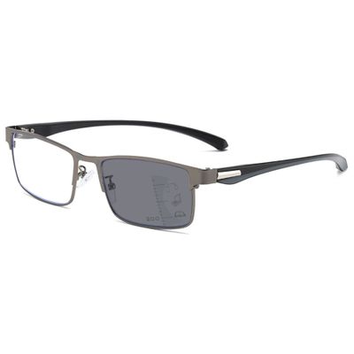 Lanomi Photochromic Progressive Multifocal Reading Glasses, Blue-Light Filter, UV400, Gunmetal, +2.0